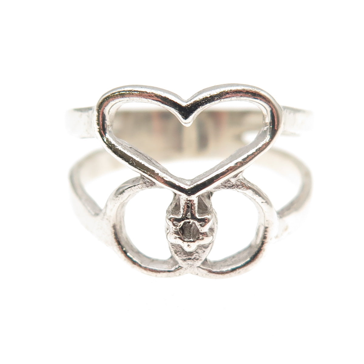 925 Sterling Silver Vintage Star of David Heart Ring Size 7.5