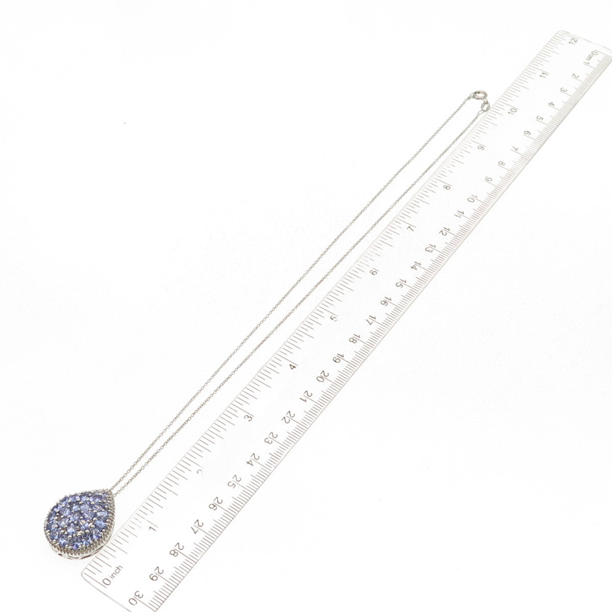 925 Sterling Silver Real Oval-Cut Tanzanite Cluster Cable Chain Necklace 18"