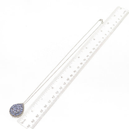 925 Sterling Silver Real Oval-Cut Tanzanite Cluster Cable Chain Necklace 18"