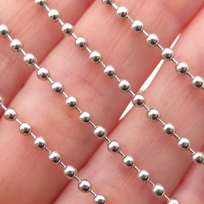 925 Sterling Silver Vintage Ball Beaded Chain Necklace 28"