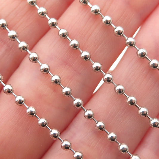 925 Sterling Silver Vintage Ball Beaded Chain Necklace 28"