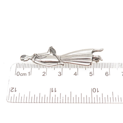 MFA Museum of Fine Arts 925 Sterling Silver Vintage Female Tennis Player Brooch