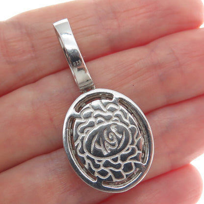 DESIGNS BY YAGI 925 Sterling Silver Round-Cut Shaped C Z Sparkle Oval Pendant