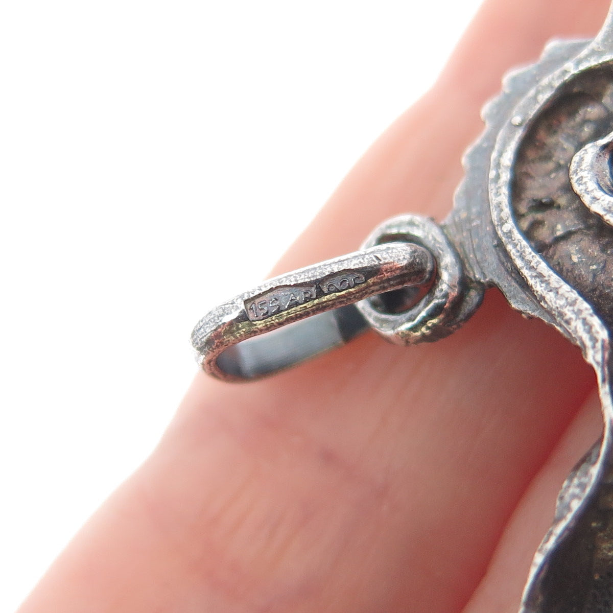 925 Sterling Silver Vintage Italy Enamel Horse Oxidized Charm Pendant