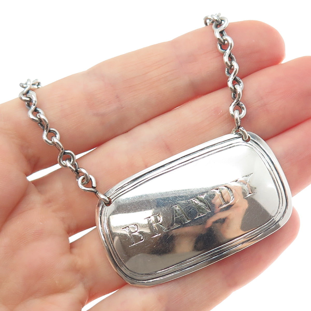 925 Sterling Silver Antique Art Deco Brandy Bottle Tag