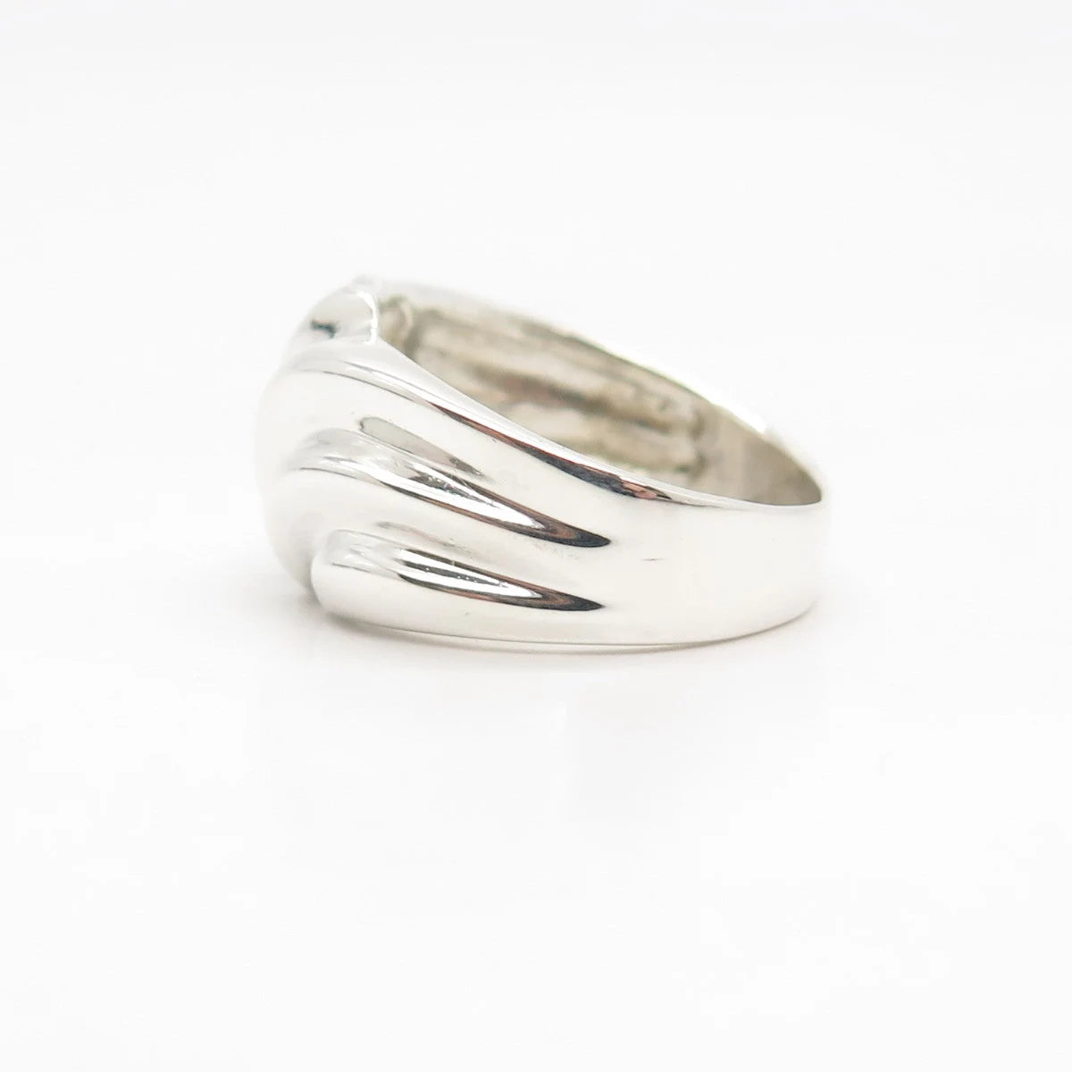 925 Sterling Silver Vintage Ribbed & Wavy Ring Size 9 3/4