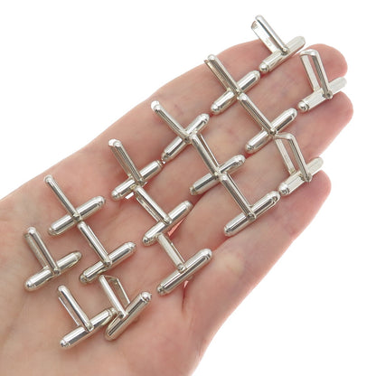 Old Stock 925 Sterling Silver Vintage SET of 8 Pair Round Bullet Cufflink Backs