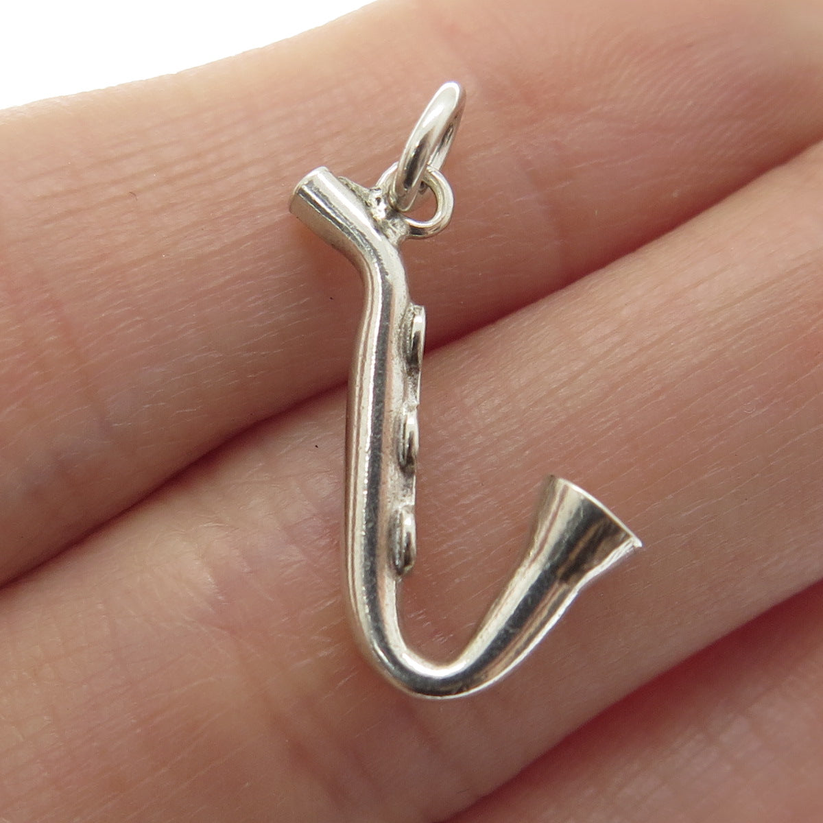 925 Sterling Silver Vintage Saxophone Minimalist Charm Pendant