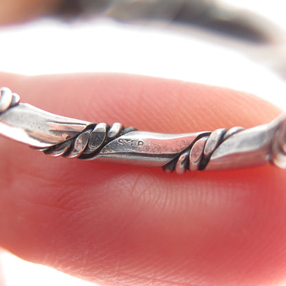 925 Sterling Silver Vintage Twisted Rope Oxidized Band Ring Size 7.5