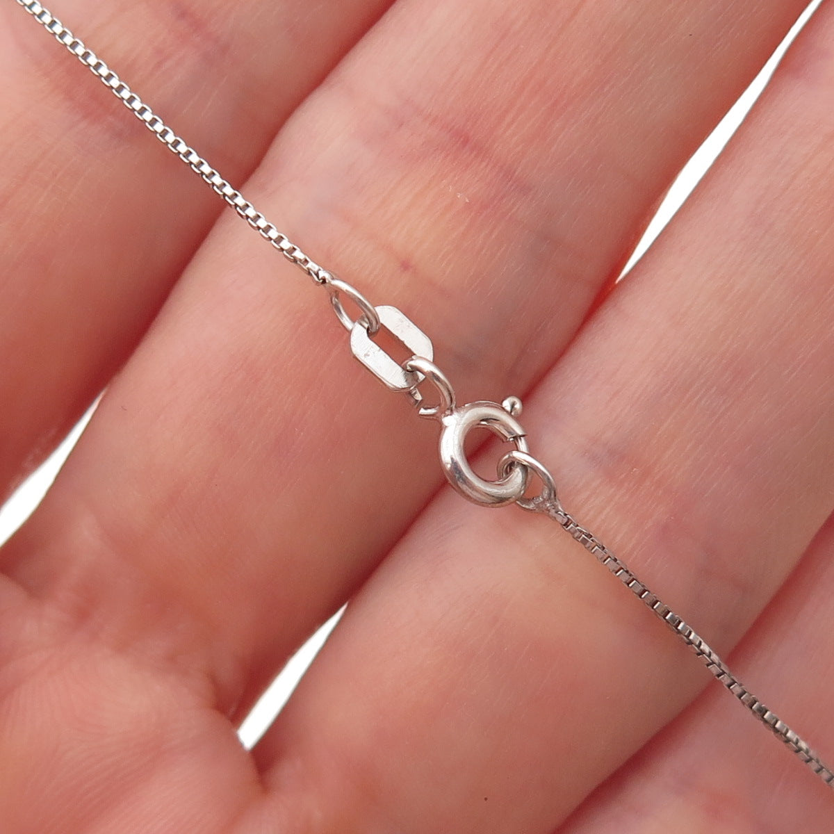 Jane Seymour 925 Sterling Silver Real Diamond Open Heart Box Chain Necklace 18"