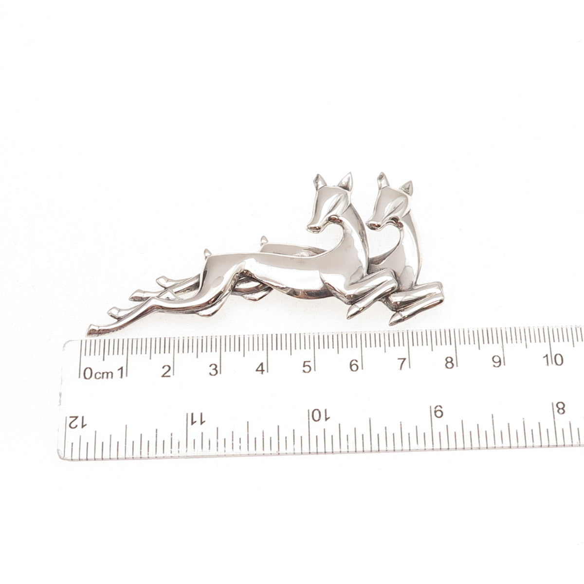 Beau 925 Sterling Silver Vintage Deer Couple Oxidized Pin Brooch