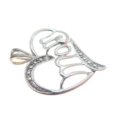 MICHAEL ANTHONY 925 Sterling Silver Real Diamond Accent "Mom" Open Heart Pendant