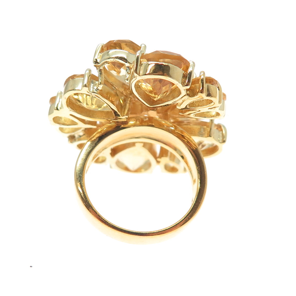CHAPAL ZENRAY Sterling Silver Gold Plated Real Citrine Cluster Ring Size 5.75