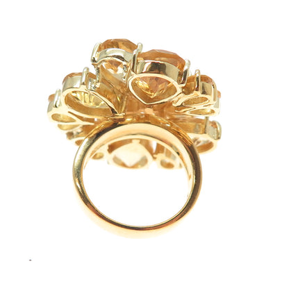CHAPAL ZENRAY Sterling Silver Gold Plated Real Citrine Cluster Ring Size 5.75