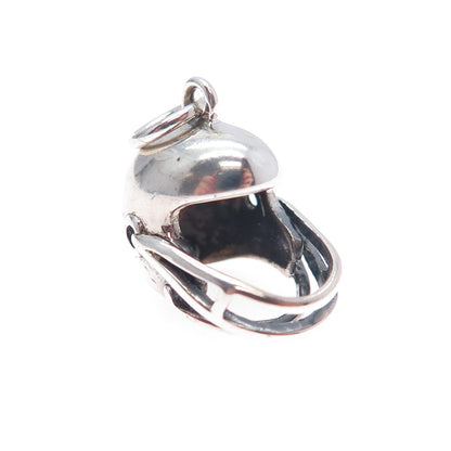 925 Sterling Silver Vintage Football Helmet Mini 3D Charm Pendant