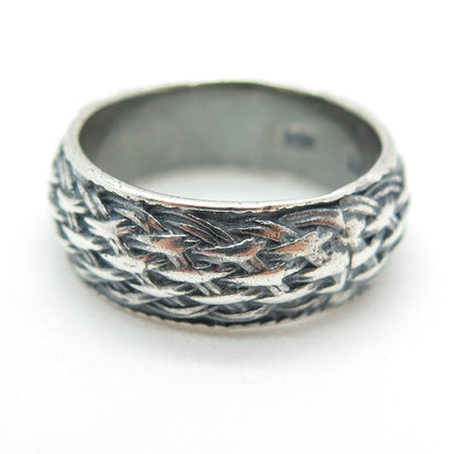 925 Sterling Silver Vintage Wicker Band Ring Size 6.25