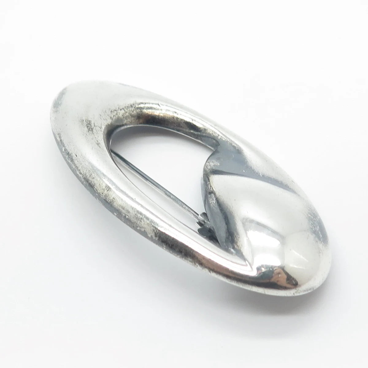 925 Sterling Silver Vintage Italy Modernist Oval Pin Brooch
