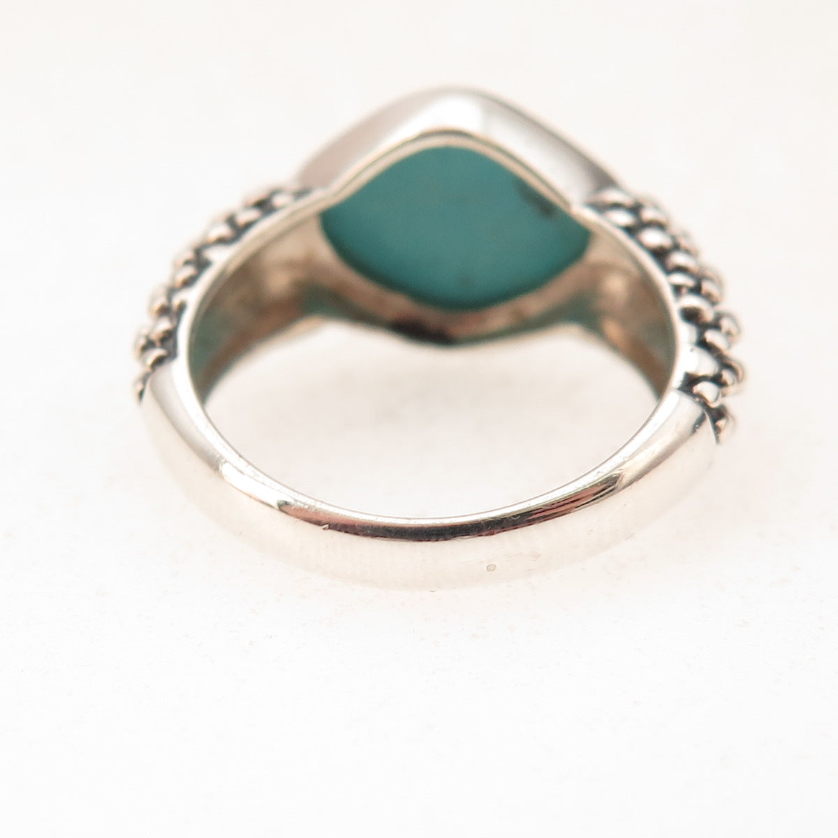 925 Sterling Silver Vintage Real Turquoise Oxidized Ring Size 6