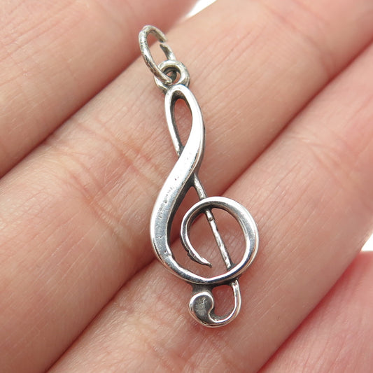 SUN WEST 925 Sterling Silver Vintage Treble Clef Music Pendant