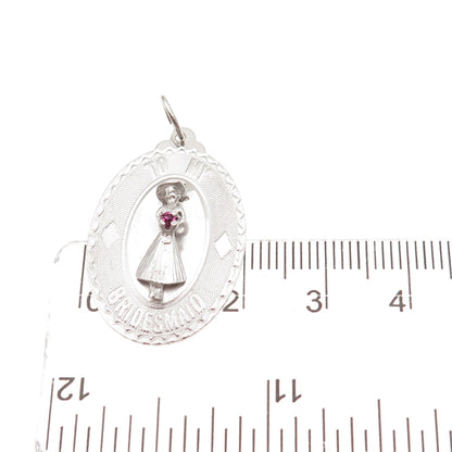 Art's Elegance 925 Sterling Silver Vintage Rhinestone Bridesmaid Charm Pendant