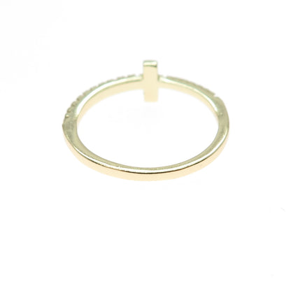 925 Sterling Silver Gold Plated Round-Cut C Z Cross Ring Size 8