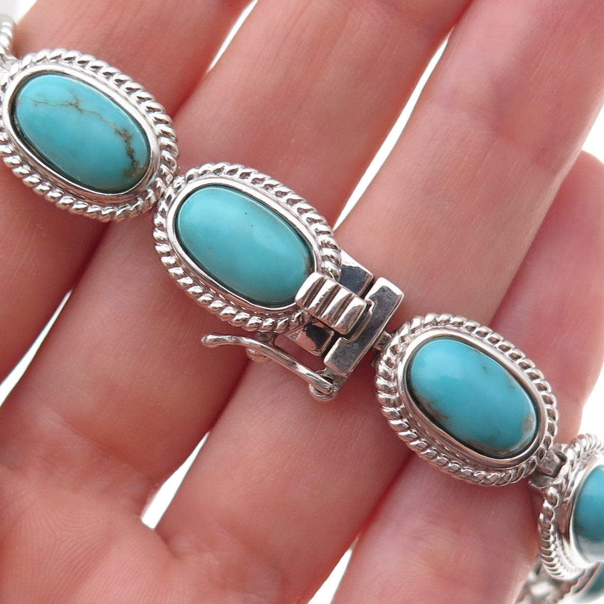 Jewelry Concepts 925 Sterling Silver Real Turquoise Bracelet 8"