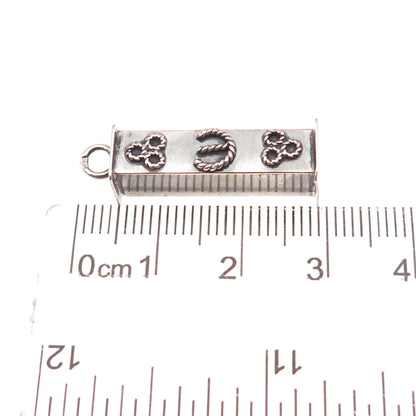 925 Sterling Silver Vintage Mezuzah Oxidized Charm Pendant