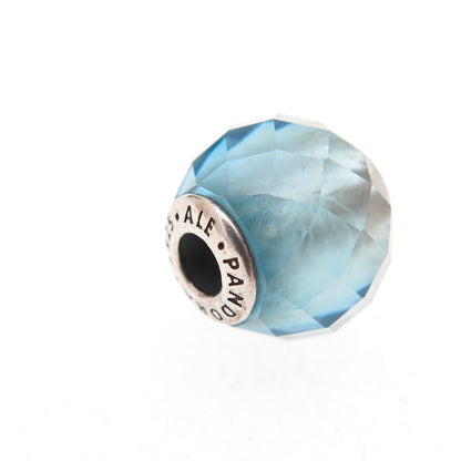 Pandora 925 Sterling Silver Blue Crystal Essence Friendship Slide Bead Charm