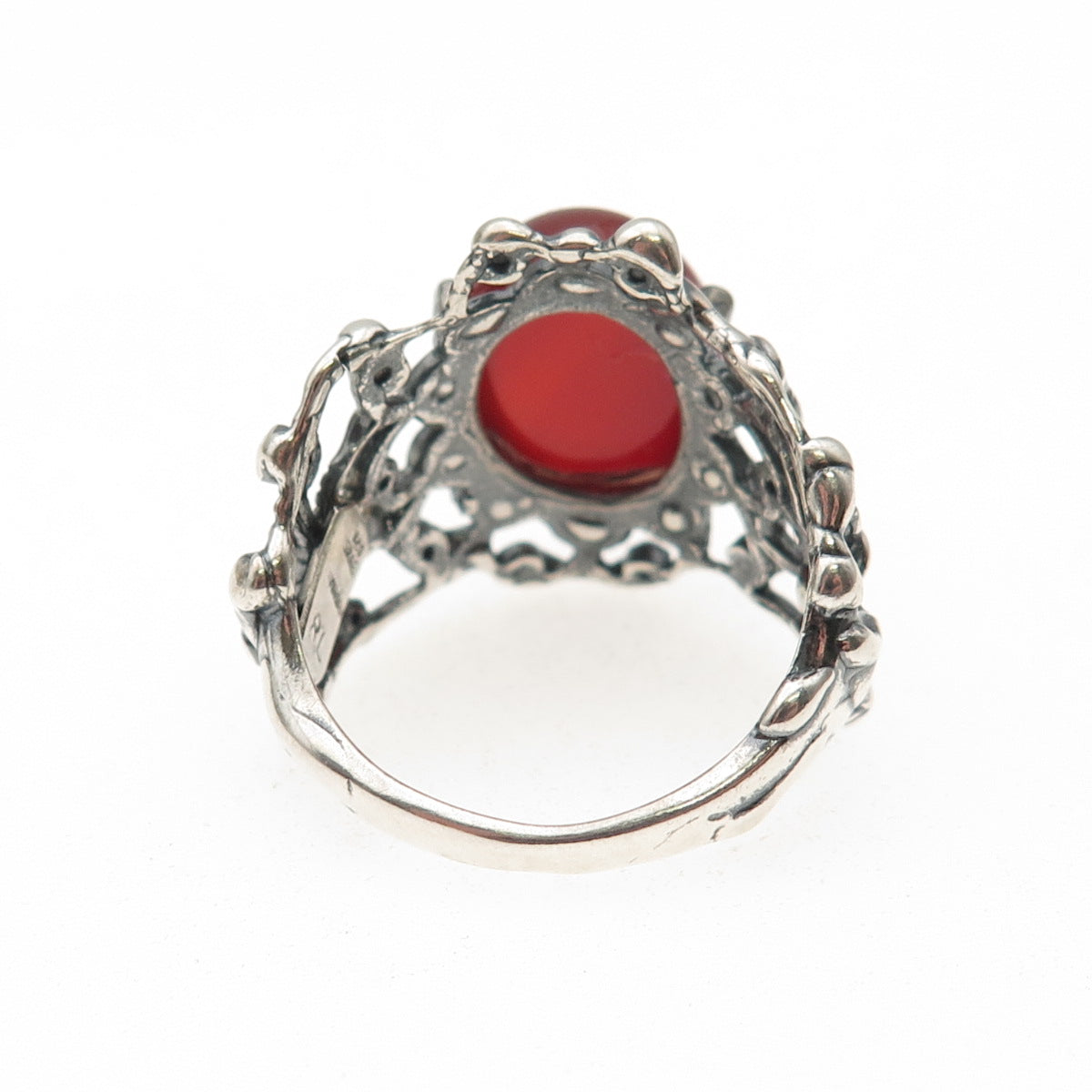 Yigal Avinoam Sterling Vintage Israel Real Carnelian Modernist Ring Size 9.75