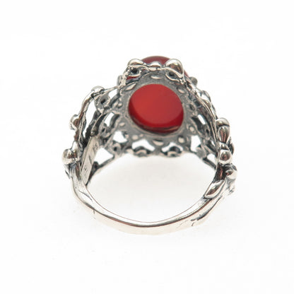 Yigal Avinoam Sterling Vintage Israel Real Carnelian Modernist Ring Size 9.75