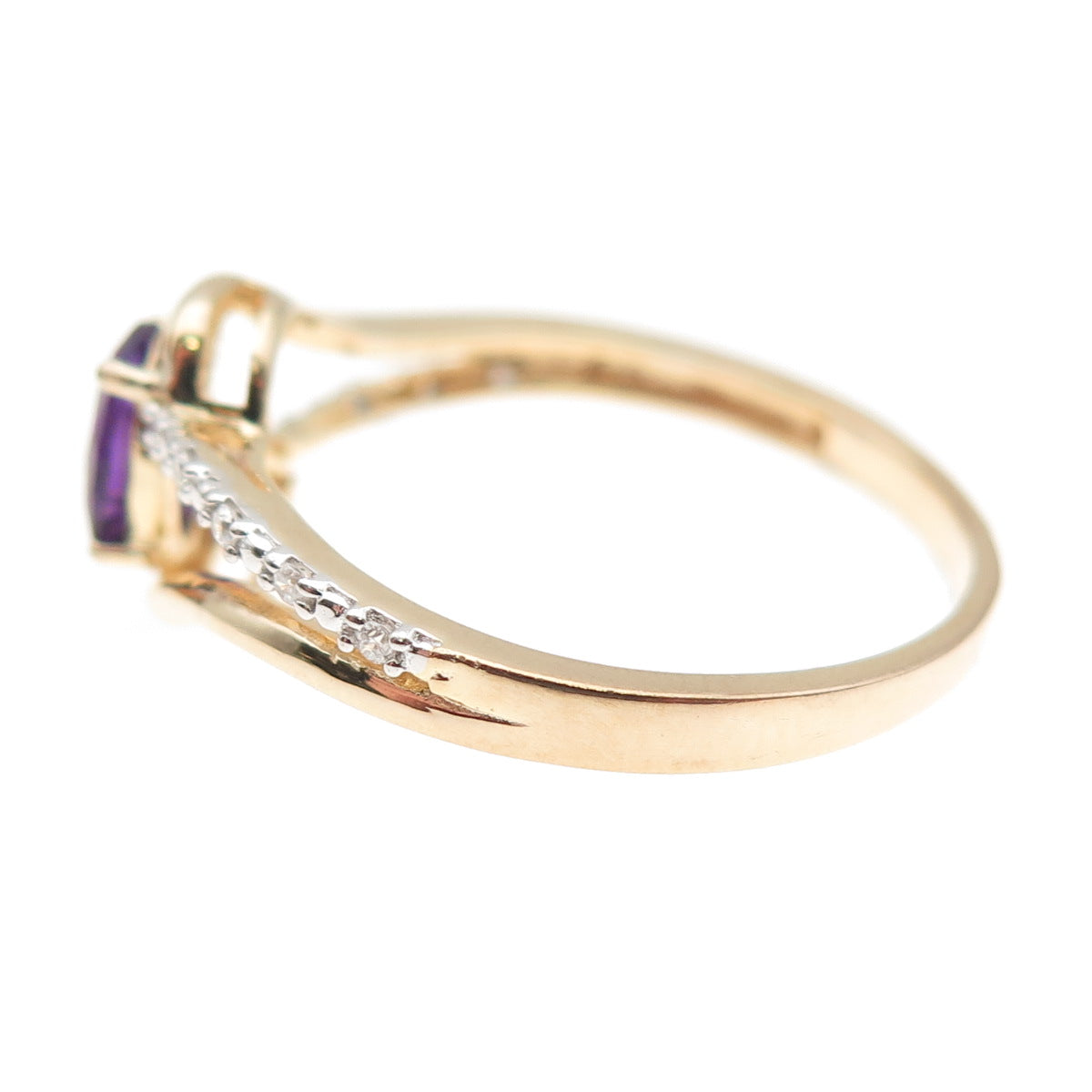 JH Young 925 Sterling Silver Gold Plated Real Amethyst & C Z Ring Size 8.75