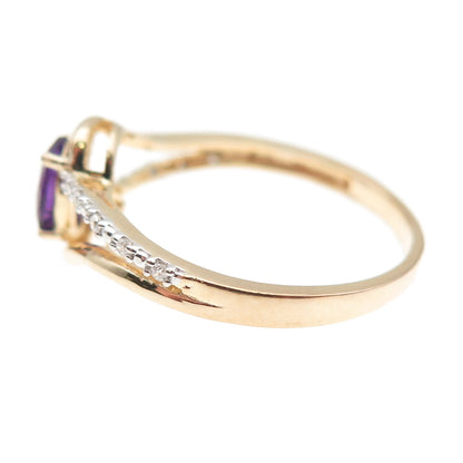 JH Young 925 Sterling Silver Gold Plated Real Amethyst & C Z Ring Size 8.75