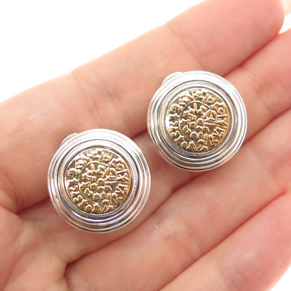 Ilias Lalaounis 22K Gold 800 & 925 Silver Vintage Greece Phaistos Disc Earrings