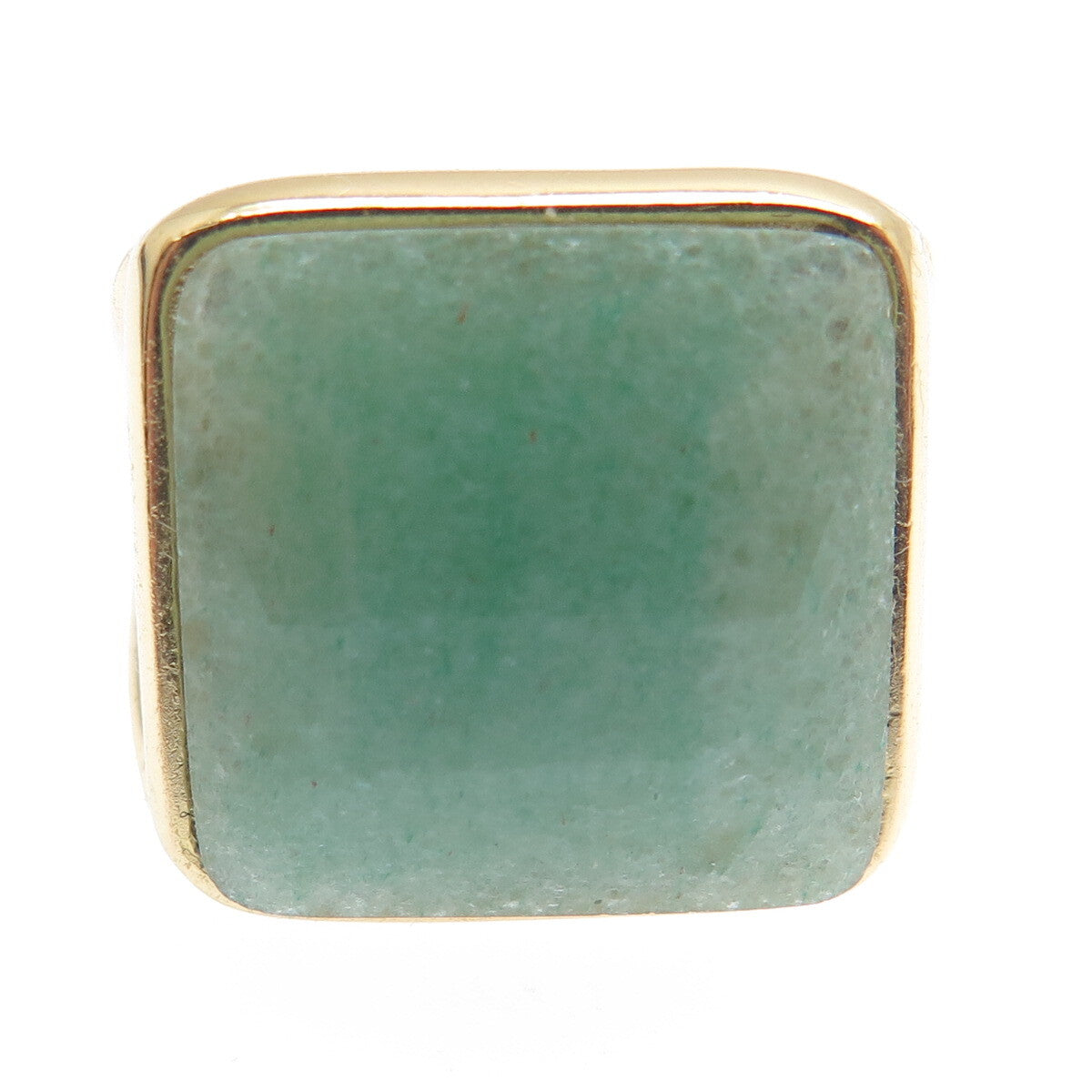 BLQ Basiq Jewelry Sterling Silver Gold Plated Real Aventurine Ring Size 10.25