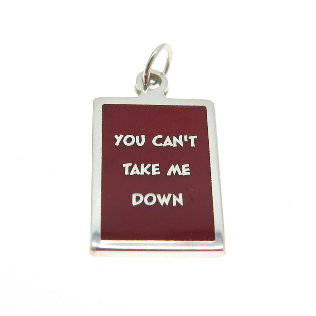 925 Sterling Silver Red Enamel "You Can't Take Me Down" Minimalist Charm Pendant