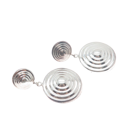 925 Sterling Silver Vintage Spiral Oxidized Dangle Earrings