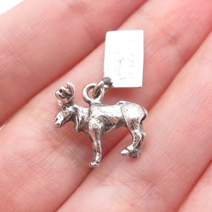 BELL TRADING POST 925 Sterling Silver Vintage Elk Maine State Minimalist Pendant