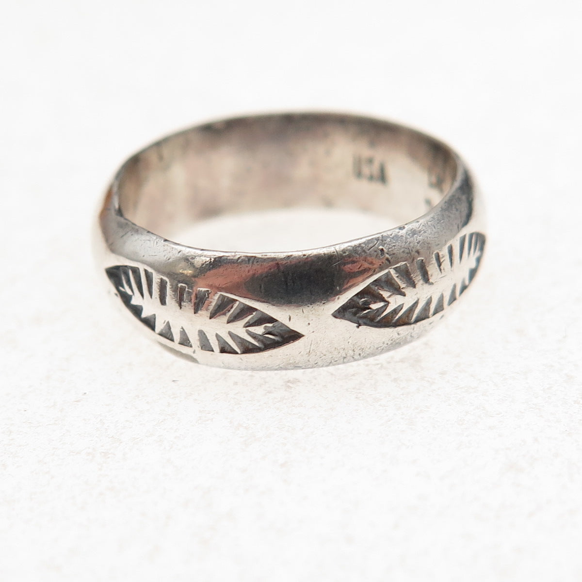 Lee McCray Navajo Old Pawn 925 Sterling Silver Vintage Tribal Band Ring Size 5.5