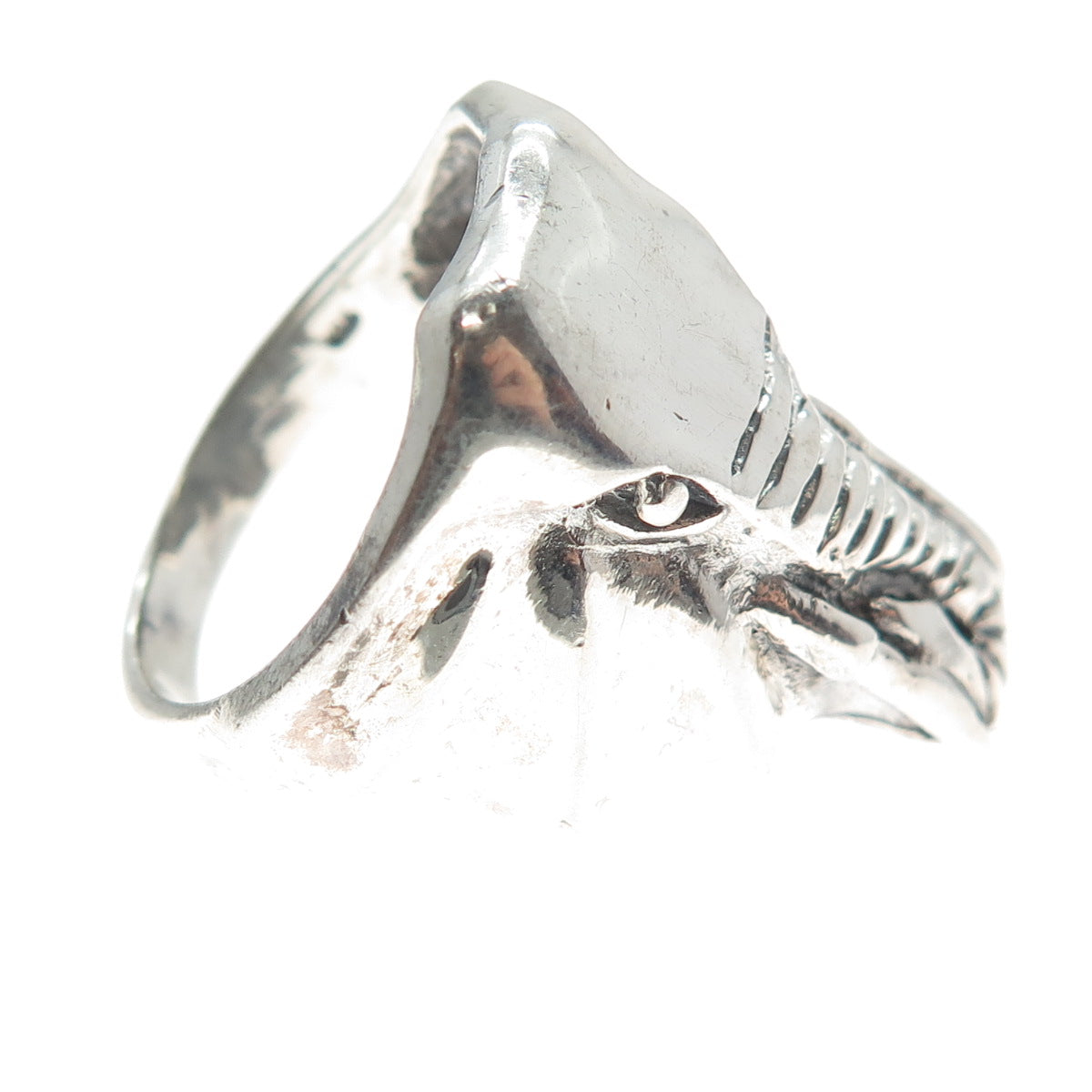 925 Sterling Silver Vintage Elephant's Head Statement Ring Size 9.25