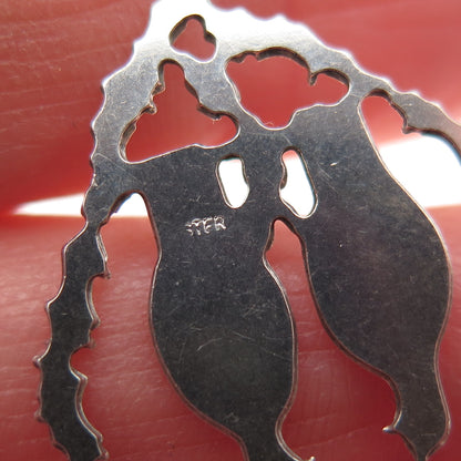 925 Sterling Silver Vintage Couple Dove Birds Heart Charm Pendant