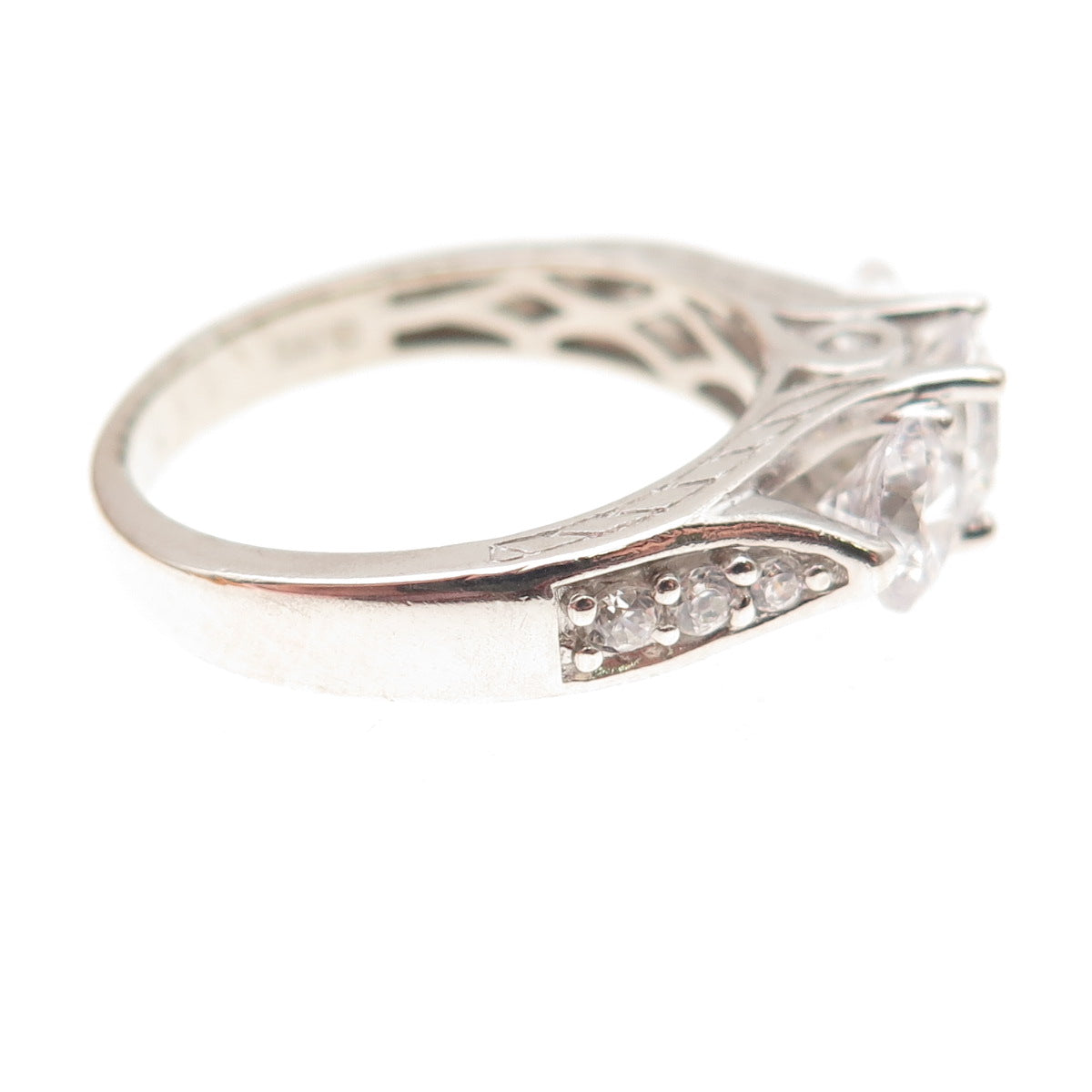 SAI 925 Sterling Silver Round-Cut C Z Engagement Ring Size 9.25