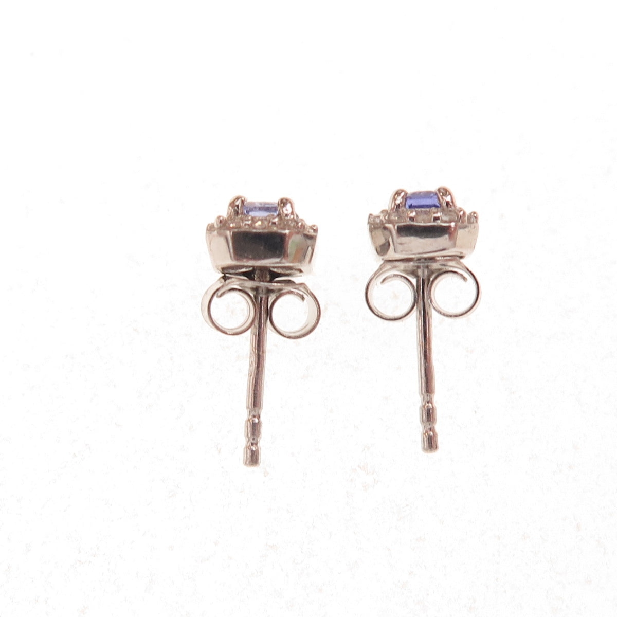 D'Joy 925 Sterling Silver Real Tanzanite & White Topaz Stud Earrings