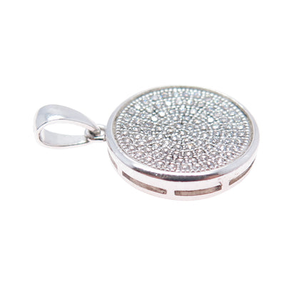 925 Sterling Silver Round-Cut C Z Sparkle Disc Charm Pendant