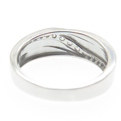 925 Sterling Silver Graduated Round-Cut C Z Wavy Ring Size 10