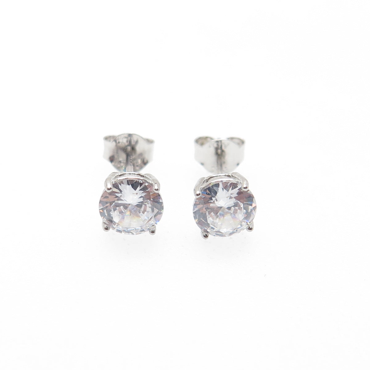 DBJ DEE BERKLE 925 Sterling Silver Round-Cut C Z Stud Earrings