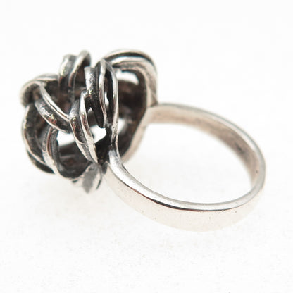 925 Sterling Silver Vintage Modernist Oxidized Ring Size 5
