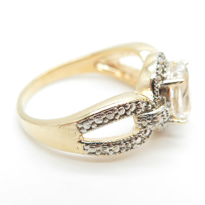 DBJ DEE BERKLEY 925 Sterling Silver Gold Plated Real White Topaz Ring Size 9
