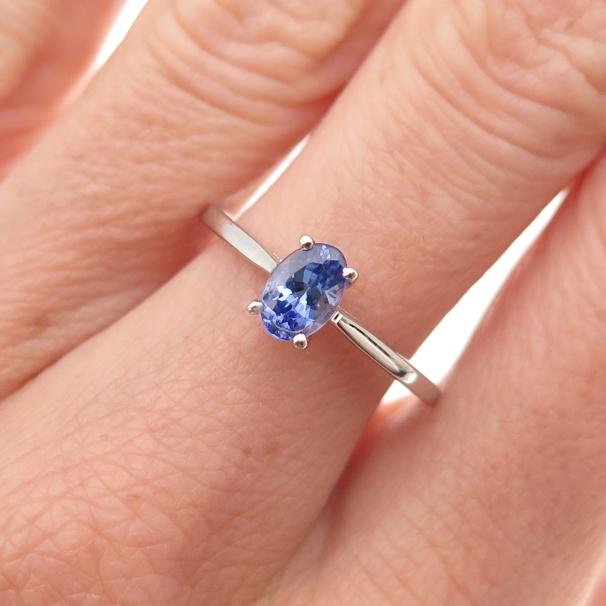 Chuck Clemency 925 Sterling Silver Real Oval-Cut Tanzanite Ring Size 8