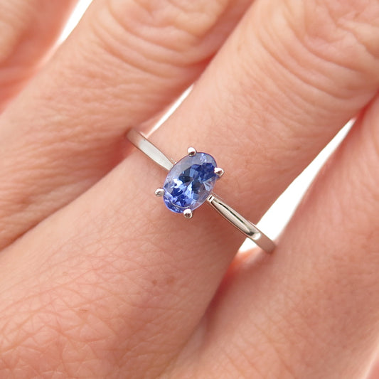 Chuck Clemency 925 Sterling Silver Real Oval-Cut Tanzanite Ring Size 8