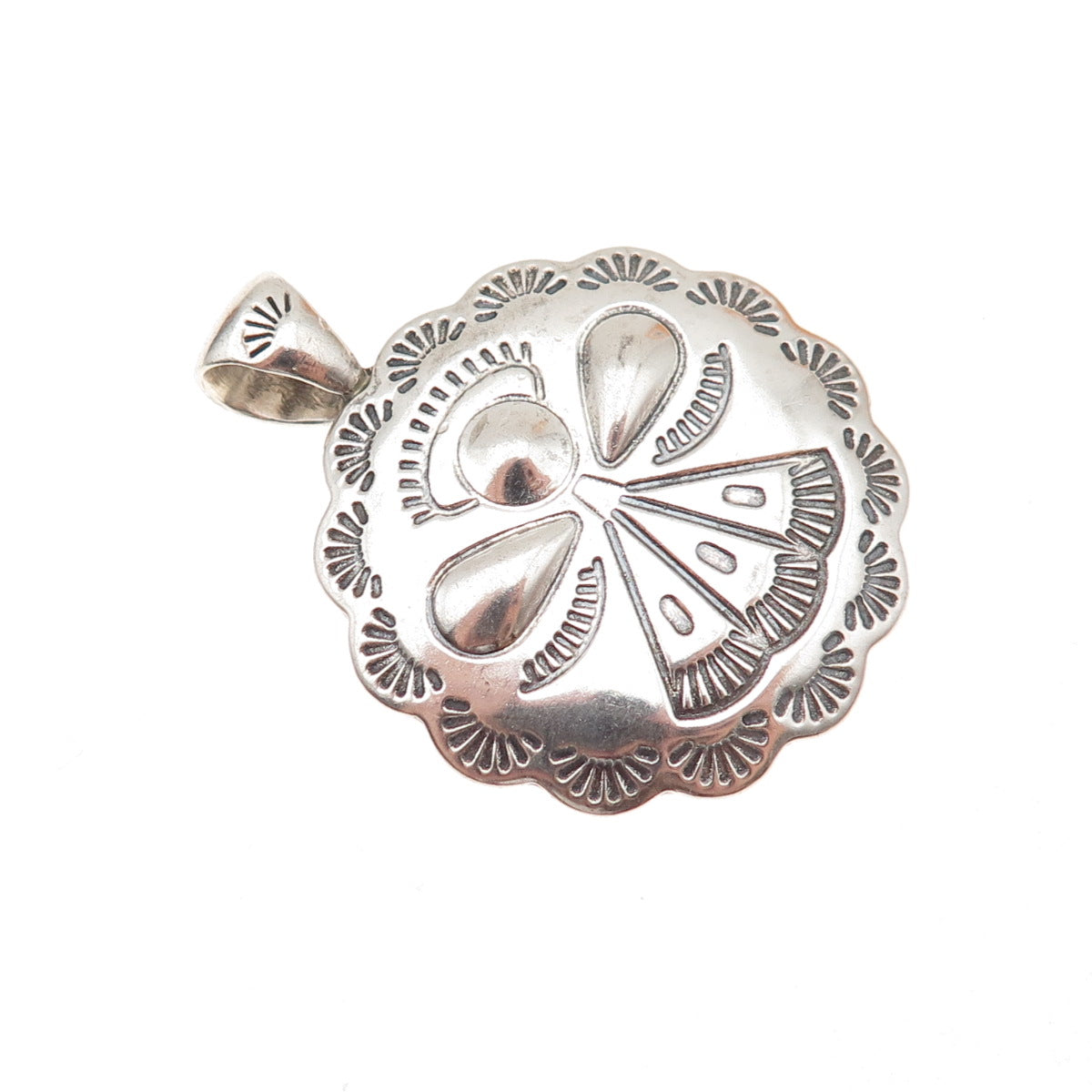 Shube Old Pawn 925 Sterling Silver Vintage Southwestern Angel Concho Pendant